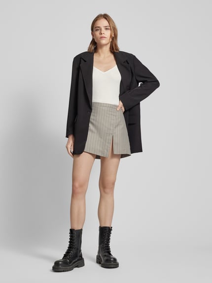 Weekday Minirok met streepmotief, model 'Mel' Taupe - 1