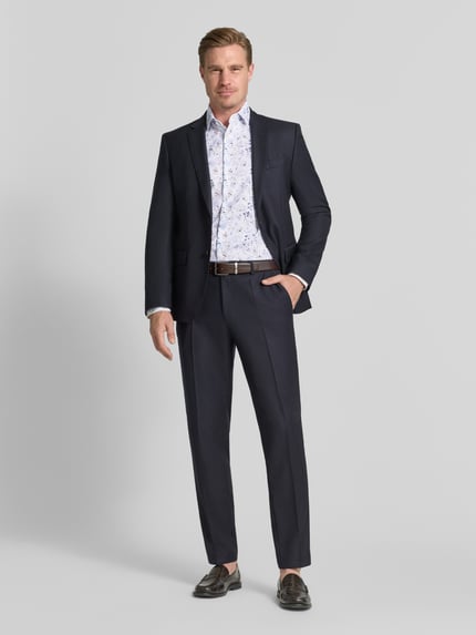 Christian Berg Men Regular Fit Business-Hemd mit floralem Muster und Haifischkragen Bleu 1