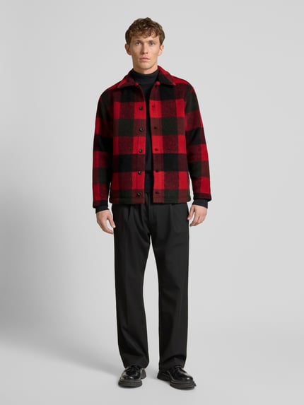 Les Deux Regular Fit Hemdjacke mit Woll-Anteil Modell 'Jermaine' Rot 1