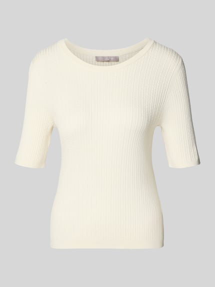 Christian Berg Woman Selection Sweter z dzianiny o kroju sim fit z Mieszanka wiskozy ze Ścieg warkoczowy Écru 2