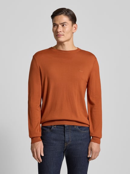 BOSS Sweter o kroju regular fit z dzianiny z czystej, żywej wełny model ‘BOTTO’ Pomarańczowy 4