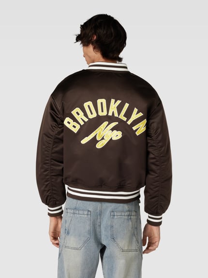 JACK & JONES Bomberjacke mit Label-Stitching Modell 'BAXTER' Dunkelbraun 5