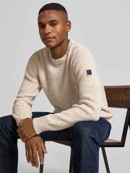 Tom Tailor Regular Fit Strickpullover aus Baumwoll-Mix Offwhite 3