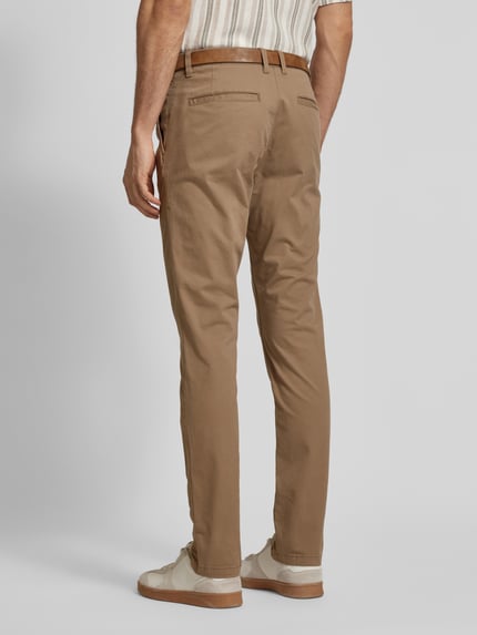 Tom Tailor Denim Chinosy o kroju slim fit z paskiem Camel 5