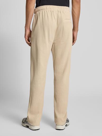 PEGADOR Wide fit sweatpants met logostitching, model 'Rib' Ecru - 5