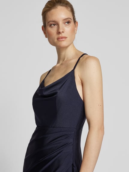 VM by Vera Mont Avondjurk met cascadehals Marineblauw - 3
