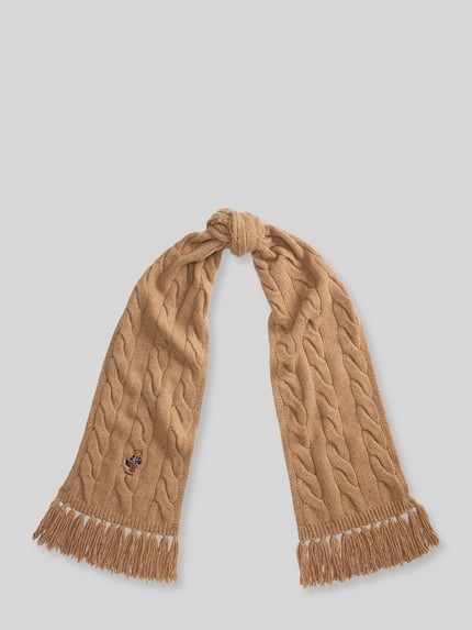 Polo Ralph Lauren Schal aus Woll-Mix mit Polo-BEAR-Motiv Camel 1