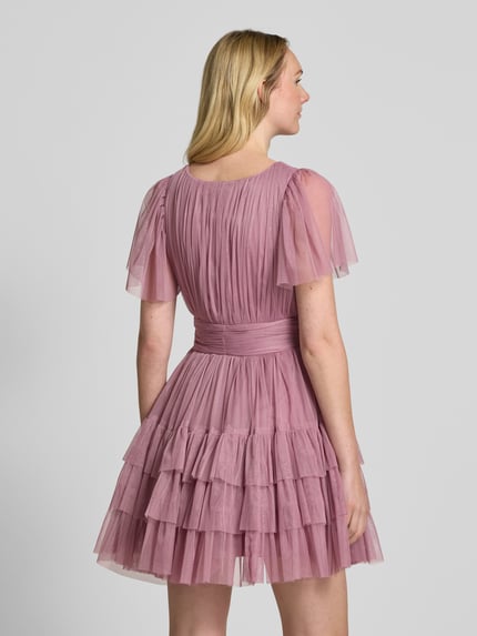 Lace & Beads Cocktailkleid im Stufen-Look mit V-Ausschnitt Rose 5