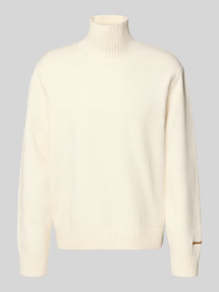 JACK & JONES Półgolfowy sweter z prążkowanymi wykończeniami Model „NORREBRO” Złamany biały 2