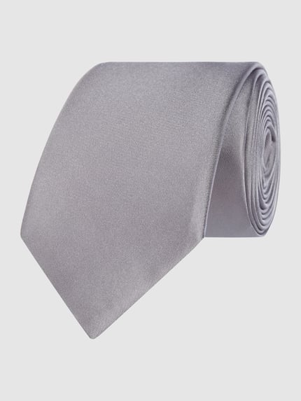 MONTI Krawatte aus reiner Seide (6 cm) Mittelgrau 1