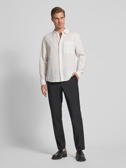 CK Calvin Klein Freizeithemd aus Leinen-Baumwoll-Mix mit Kentkragen Weiss 1
