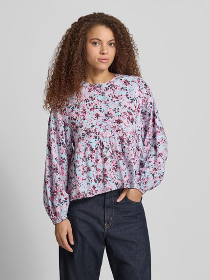 Marc O'Polo DENIM regular fit blouse met lange mouwen van mix van viscose en katoen Rookblauw - 4