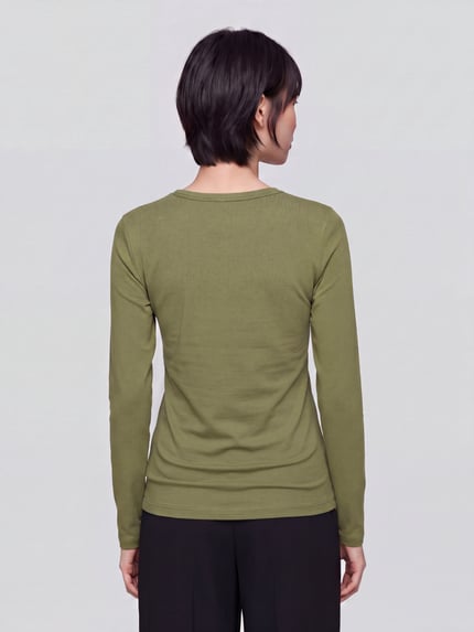 s.Oliver RED LABEL Longsleeve mit Rollsaum-Details Oliv 5