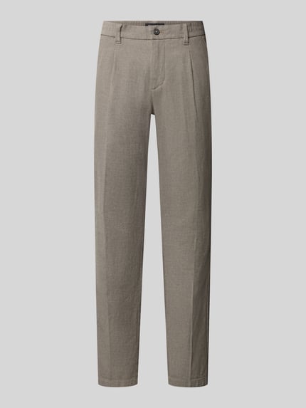 Produktfoto, beige schmale Hose mit glatter Struktur und geradem Schnitt, Regular Fit Schmale Hose aus Baumwoll-Mix Modell 'Stig Jogger' von Marc O'Polo, Herren Schmale Hose von Marc O'Polo