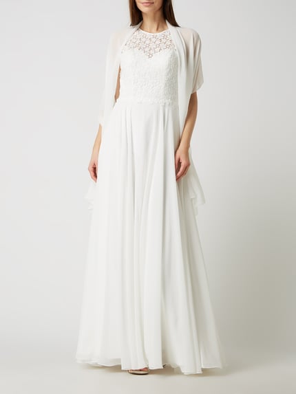 LUXUAR FASHION Brautkleid aus Spitze und Chiffon Offwhite 5