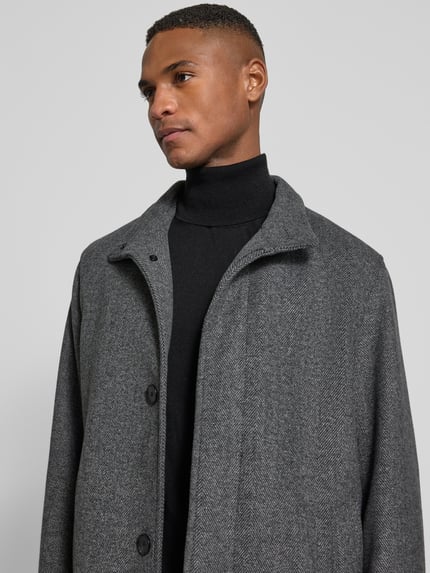 JACK & JONES Premium Mantel aus Woll-Mix mit Stehkragen und Eingrifftaschen Mittelgrau Melange 3