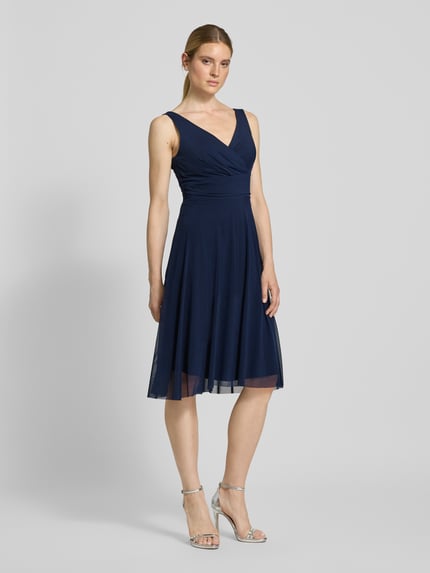 TROYDEN COLLECTION Cocktailjurk met V-hals Donkerblauw - 1