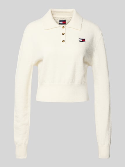 Cropped Strick-Poloshirt mit Alpaka-Woll-Anteil Modell 'TJW FLUFFY POLO SWEATER' Shop The Look MANNEQUINE