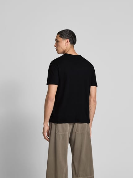 Officine Générale T-shirt z prążkowanym okrągłym dekoltem Czarny 5
