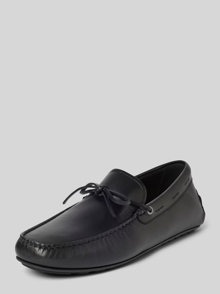 BOSS Mocassins met label in reliëf, model 'Noel' Zwart - 1