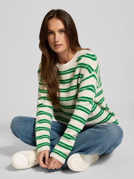 MOS MOSH Relaxed Fit Strickpullover aus Woll-Mix mit Kamelhaar-Anteil Modell 'Khai' Gruen 3