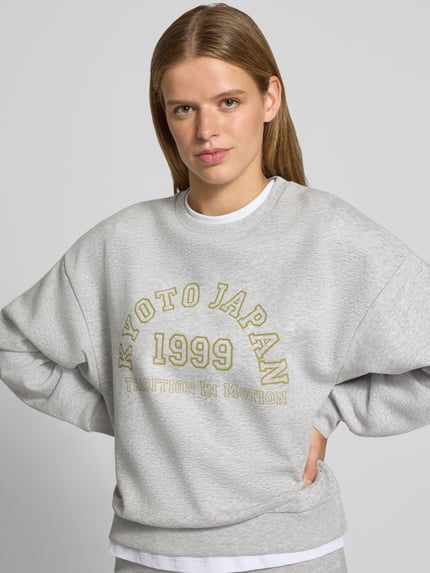 JJXX Sweatshirt van katoenmix model 'MERLE' Lichtgrijs gemêleerd - 3