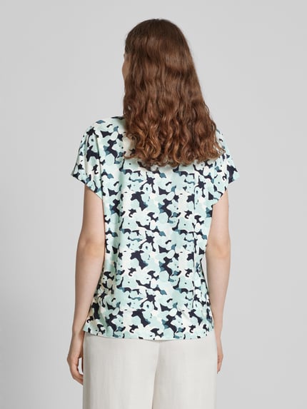 Tom Tailor T-Shirt mit Allover-Muster und V-Ausschnitt Marine 5