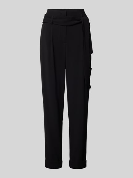 Marc Cain Tapered fit stoffen broek met strikceintuur Zwart - 2