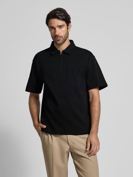 Selected Koszulka polo o kroju relaxed fit z czystej bawełny model ‘RELAXEJEORGE’ Czarny 4