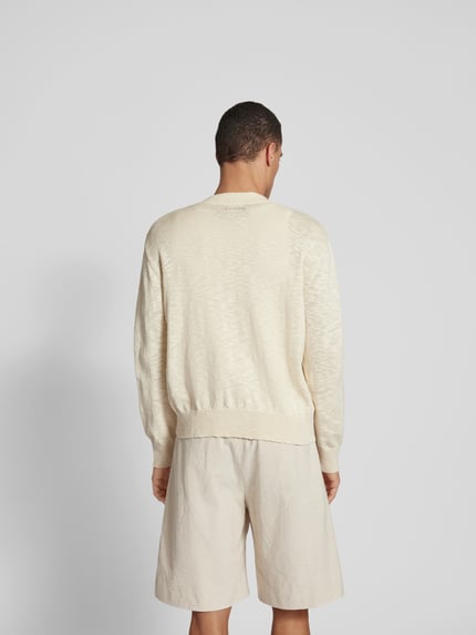 ISNURH Gebreid jack met motiefstitching Zand - 5