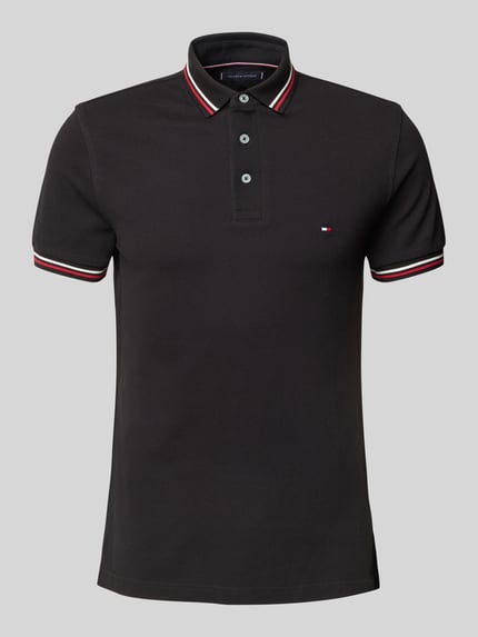 Tommy Hilfiger Slim fit poloshirt met logostitching Zwart - 2