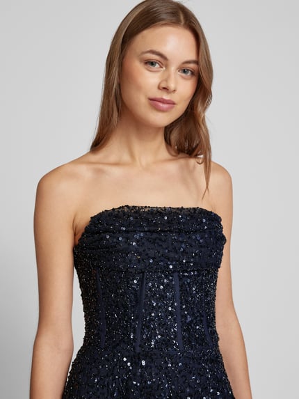 Lace & Beads Avondjurk met pailletten Donkerblauw - 3