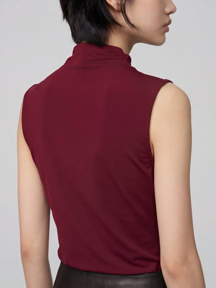 PIECES Slim Fit Tanktop mit Mock Neck Modell 'MADISON' Bordeaux 3