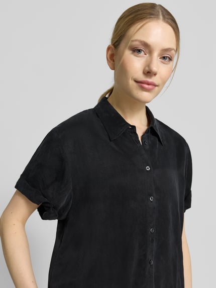HUGO Loose Fit Bluse mit Hemdblusenkragen Modell 'ENCHANTED' Black 3