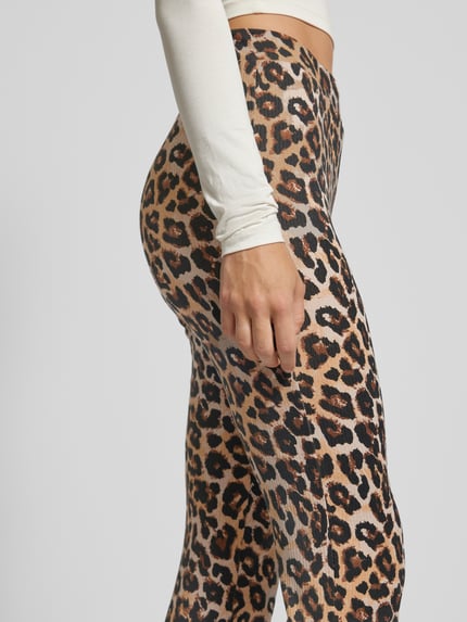 NOISY MAY® Flared stoffen broek met dierenprint, model 'PASA' Zwart - 3