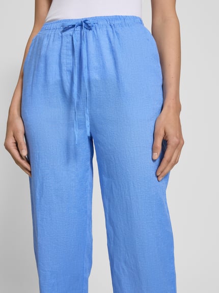 MANGO Leinenhose mit elastischem Bund Rauchblau 3