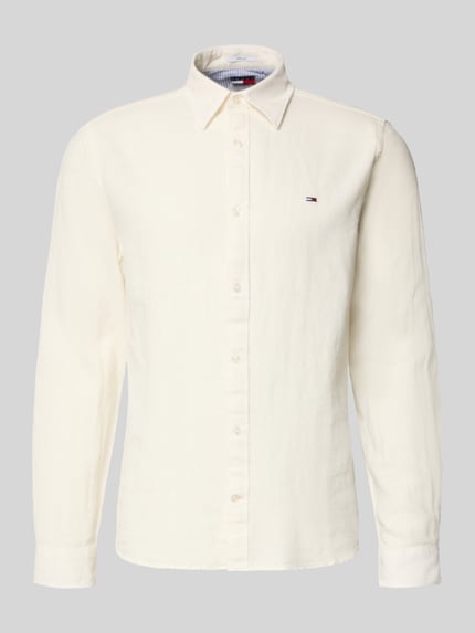 Tommy Jeans Regular Fit Freizeithemd aus Leinen-Baumwoll-Mix Offwhite 2