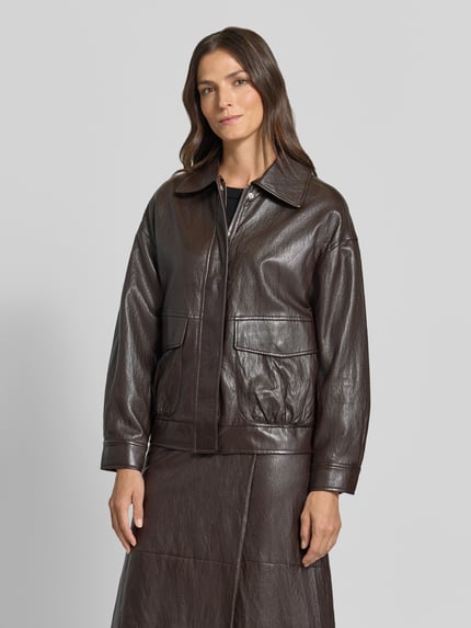 Jake*s Collection Bomberjacke mit Pattentaschen Schoko 4