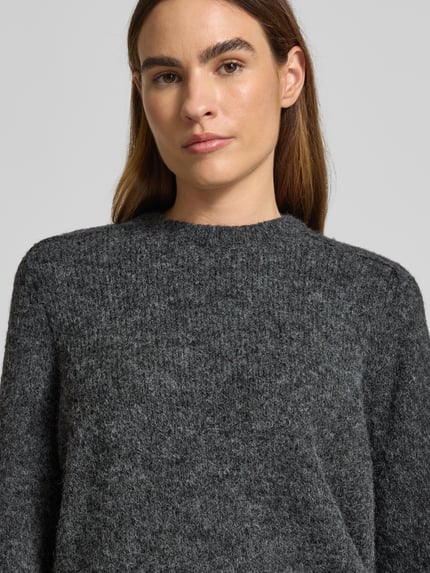 Jake*s Casual Oversized Strickpullover mit Woll-Anteil Dunkelgrau Melange 3