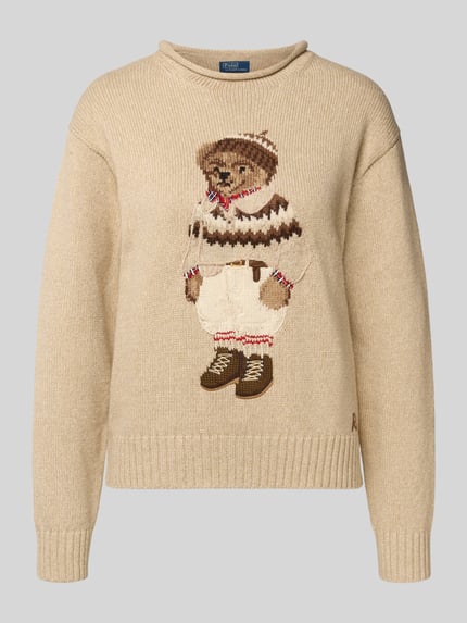 Polo Ralph Lauren Strickpullover mit Motiv Beige Melange 2