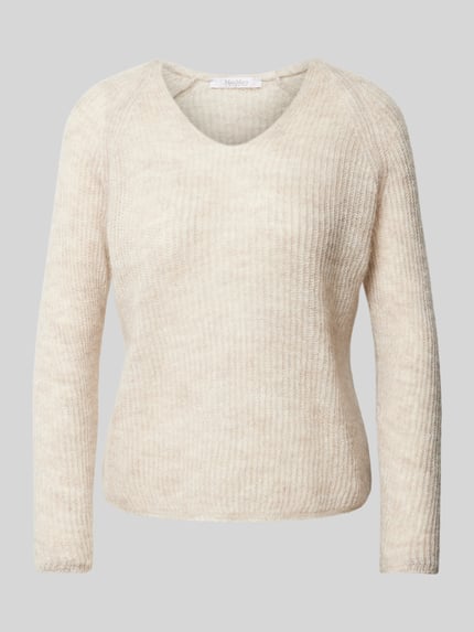 MM by Max Mara Gebreide pullover met structuurmotief, model 'FRESIS' Beige - 2