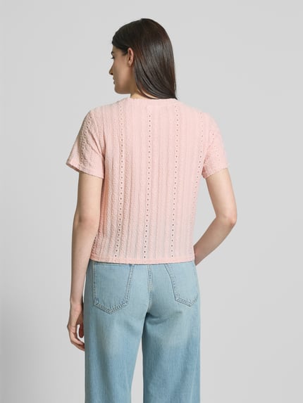 Jake*s Collection T-shirt met broderie anglaise Rosé - 5