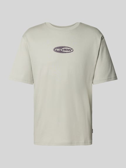 REVIEW T-Shirt mit Label-Print Hellgrau 2
