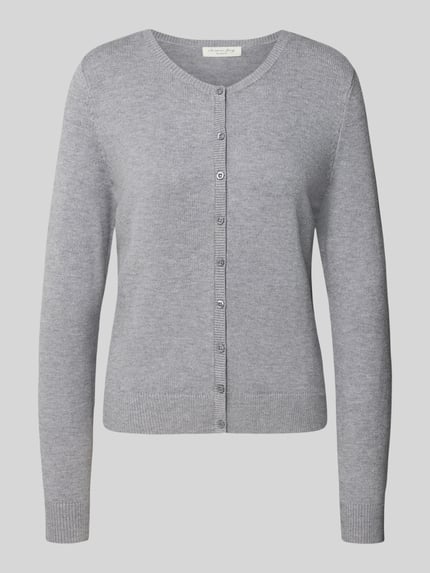 Christian Berg Woman Regular Fit Strickjacke mit Knopfleiste Silber Melange 1