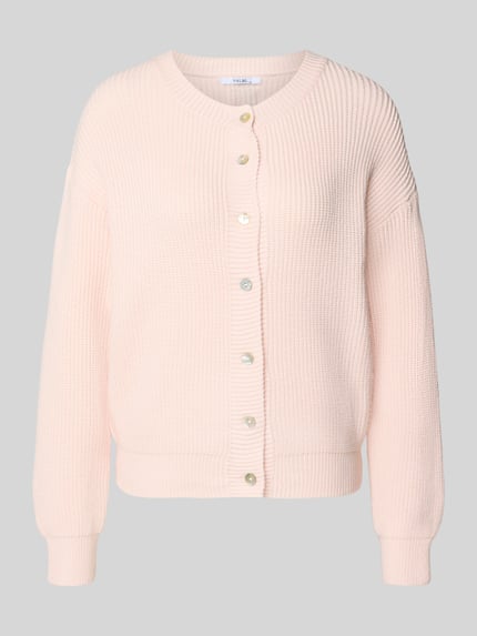 Productfoto, Regular Fit gebreid jack uit viscosemix model 'LENI' van VILLA SOPHIE, effen kleuren, knoopsluiting, labelapplicatie, ronde hals, langemouw, geribde mouwboord en rompzoom, knitwear, viscosemix