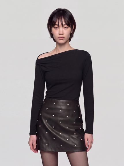 ONLY Langarmshirt mit asymmetrischem Ausschnitt Black 4