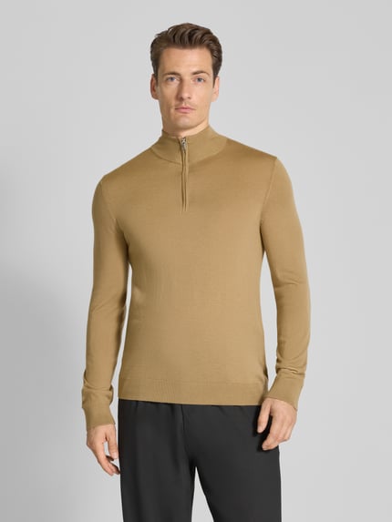 Selected Regular Fit Troyer aus reiner Merinowolle Modell 'TRAY' Beige 4