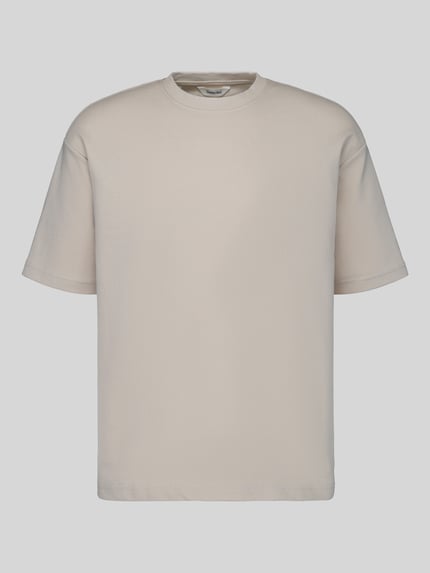 Produktfoto, cremefarbenes Relaxed Fit T-Shirt mit Rundhalsausschnitt Modell 'OSCAR' von SELECTED HOMME aus reiner Baumwolle, glatte Textur