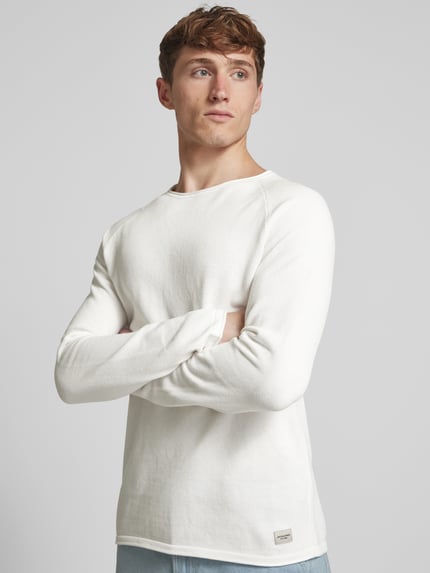 JACK & JONES Gebreide pullover met labelpatch, model 'HILL' Wit - 3