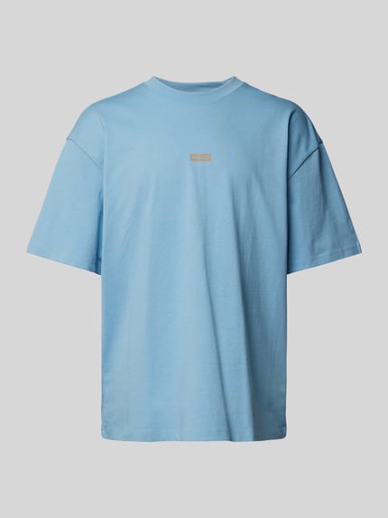 HUGO Blue Oversized T-Shirt aus Viskose mit Label-Print Modell 'Nalono' Hellblau 2